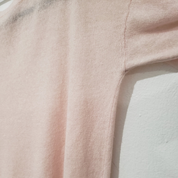A.L.C. pale pink ruched tie sleeve cashmere wool Linen blend pull-over sweater M - Picture 6 of 8